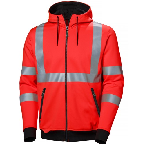 Hanorac reflectorizant cu gluga Helly Hansen Addvis Zip CL2, rosu, XS