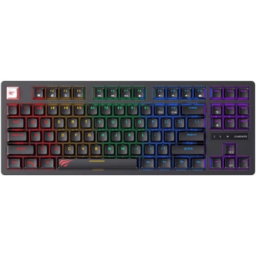 Tastatura Gaming Havit KB892L Rainbow Blue Switch Mecanica Black